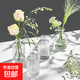 清新簡(jiǎn)約小口花瓶玻璃花瓶鮮花干花水養花瓶客廳家居辦公裝飾擺件 少女款【透明】2只 8cm