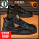歐倫啄木鳥(niǎo)加絨男鞋高幫休閑板鞋男士皮面保暖加厚棉鞋低幫馬丁靴 黑色-加絨 【升級款】 40 (250mm) 【標準尺碼，正碼正拍】