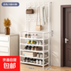 家用鞋帽架簡(jiǎn)易門(mén)口多層鞋架宿舍鞋柜出租房落地一體衣帽架置物架 鞋帽架60無(wú)紡布款5層白