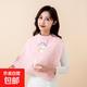 雙層成人用餐吃飯防止弄臟防污防水口水巾按扣印花款老人圍兜圍嘴 粉色 45*90cm