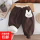 女童加厚棉褲夾棉一條洋氣過(guò)冬兒童冬裝冬季保暖三層寶寶褲子外穿 兔頭加厚棉褲咖啡 80 建議身高70左右