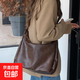 美拉德復古斜挎包包女2025新款潮韓版托特包百搭大容量單肩包 咖色