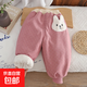 女童加厚棉褲夾棉一條洋氣過(guò)冬兒童冬裝冬季保暖三層寶寶褲子外穿 兔頭加厚棉褲粉色 90 建議身高80左右