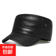 真皮帽子男士老頭冬天防寒保暖平頂帽秋冬季老人戶(hù)外平頂帽 黑色 均碼