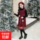 女童拜年過(guò)年秋冬2025新款紗裙套裝中大童韓版洋氣兒童拜年紅套裝 黑色套裝 140 cm