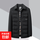 輕薄羽絨服男士2025秋冬高檔新款襯衫領(lǐng)中老年爸爸裝保暖外套 黑色 L (175)