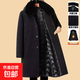 雪尼爾2025秋冬中老年加絨加厚毛呢大衣男士超長(cháng)款爸爸裝外套 黑色 長(cháng)款黑色 XL (180)