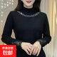 秋冬加絨洋氣輕奢網(wǎng)紗蕾絲袖半高領(lǐng)燙鉆打底衫媽媽裝上衣女YS9104 YS9104#黑色 2XL