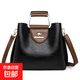 PU軟皮質(zhì)感手提包新款時(shí)尚女包小眾設計時(shí)尚單肩挎包大容量托特包 黑色