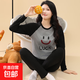 青少年秋冬季女大童加絨抗菌保暖內衣套裝韓版秋衣秋褲初高中學(xué)生 黑色黑色拼接 2XL (175)
