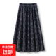 復合絨秋冬新款印花媽媽a字半身裙秋冬季加絨時(shí)尚百搭高腰微胖裙 藏青色【加絨保暖】 3XL 3XL【建議130-140斤】
