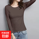 韓版女款長(cháng)袖百搭圓領(lǐng)純色打底衣長(cháng)袖t恤5色 M-3XL 2024 咖啡色 XL