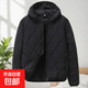 輕薄短款菱格棉衣男士2026春季冬裝韓版潮流連帽休閑保暖棉服外套 黑色-【806連帽款】 L 建議110-125斤