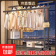 雙桿晾衣架家用臥室鋼管加粗加厚掛衣架可移動(dòng)室內落地衣帽架子 25管雙層雙桿150黑+輪