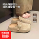 新款內增高5CM松果勃肯鞋女2026秋冬季復古厚底一腳蹬外穿包頭拖 灰色 36