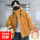 男童沖鋒衣棉服外套2025新款痞帥氣中大男童冬裝男孩加絨加厚棉衣 南瓜色 160 cm