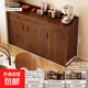 餐邊柜置物柜靠墻一體儲物柜酒柜中古風(fēng)家用廚房櫥柜加高茶水柜子 【加厚實(shí)木板芯】深胡桃色120cm