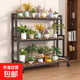 【京配物流】花架置物架陽(yáng)臺花架子客廳帶輪可移動(dòng)多層花盆栽托架 四層可移動(dòng)-楠竹黑架120*40*115cm