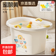 兒童泡澡桶寶寶嬰幼兒洗澡桶沐浴桶小孩子可坐家用加厚大號浴盆 無(wú)感溫蜜釀黃(大號)+禮包