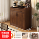 斗柜收納柜客廳靠墻大容量?jì)ξ锕窦矣门P室床尾置物柜帶抽屜五斗柜 【實(shí)木板芯】80cm深胡桃色-三面護欄