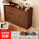 實(shí)木餐邊柜靠墻一體儲物柜家用客廳收納置物柜廚房櫥柜簡(jiǎn)約茶水柜 【品質(zhì)實(shí)木內芯+柜門(mén)加倍防潮】90cm深胡桃色