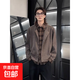 日系復古中性假兩件長(cháng)袖襯衫男生英倫風(fēng)秋冬季男款上衣夾克男外套 咖色 XL
