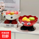 桌面擺件高腳水果盤(pán)客廳茶幾家用可瀝水果盆新款高顏值裝糖果零食 奶白色+紅腳【1個(gè)裝】高腳卡通水果盤(pán)