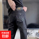 時(shí)尚潮流輕奢牛仔褲男士修身顯瘦小腳褲精神小伙個(gè)性痞帥小腳褲 黑色 2XL