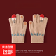 毛線(xiàn)手套女冬季可愛(ài)雪人針織可觸屏保暖防寒5指電動(dòng)車(chē)騎行 粉色