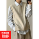 日系秋冬復古簡(jiǎn)約老錢(qián)風(fēng)圓領(lǐng)毛衣馬甲情侶保暖針織坎肩背心2025年 杏色 2XL