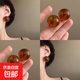 復古港風(fēng)琥珀色圓球耳釘女美拉德個(gè)性獨特設計感耳環(huán)夸張耳飾秋冬 琥珀色圓形耳釘【一對裝】