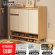 入戶(hù)實(shí)木芯鞋柜家用門(mén)口室內靠墻玄關(guān)柜一體大容量?jì)ξ锸占{柜鞋架 【按壓開(kāi)門(mén)】田園色+暖白90*100