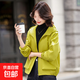 短款外套女春秋款休閑沖風(fēng)衣韓版寬松雙層夾克連帽時(shí)尚大口袋上衣 黃色 XL 建議130-150斤