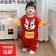 寶寶連體罩衣秋冬款吃飯防水衣嬰兒爬爬服兒童畫(huà)畫(huà)全身防臟爬行衣 紅色考拉連體罩衣 90cm