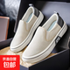 2026新款秋冬透氣軟底帆布鞋一腳蹬懶人鞋潮流百搭輕便休閑運動(dòng)鞋 米色 39