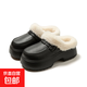 puxi戶(hù)外防水棉拖鞋女士毛拖厚底可愛(ài)增高拖鞋室內冬保暖棉拖冬 黑色 37-38 適合36-37腳