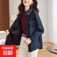 【加絨加厚】加絨保暖牛仔襯衫女秋冬新款設計感重工壓線(xiàn)襯衣外套 深灰色加絨 XL