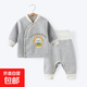 嬰兒加絨套裝秋冬保暖新生兒開(kāi)衫上衣褲子高腰加厚小寶寶衣服超萌 麻灰 80