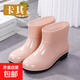 短筒雨鞋女士防滑水鞋時(shí)尚防水加絨保暖廚房工作雨具四季通用雨靴 卡其色【短筒】 38