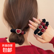 2025新年韓式新款紅色珍珠小腸發(fā)圈馬尾頭繩高級發(fā)繩丸子頭發(fā)發(fā)飾 主圖3件套【愛(ài)心＋方形】