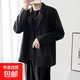 男士小西裝外套韓版潮流帥氣ins學(xué)生炸街休閑西服港風(fēng)痞帥dk制服 黑色 薄款 XL