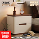 新款爆款小型極窄簡(jiǎn)約現代免安裝收納柜子實(shí)木床頭柜超窄家用臥室 【E0加厚框架+實(shí)木抽屜】胡桃色臺面-米白色 50x40x50cm