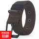 新款多孔帆布腰帶男士針扣皮帶青年學(xué)生百搭牛仔軍訓加長(cháng)褲帶 A68咖啡色 120cm