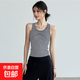 工字運動(dòng)背心女一體式美背內衣防震跑步瑜伽服外穿訓練健身上衣 麻灰色【工字美背背心/含胸墊】 M 100-110斤