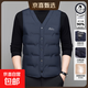 輕薄羽絨馬甲男冬季中年內穿保暖加厚打底背心V領(lǐng)坎肩爸爸裝外套 20919-HB8612藏青 L (175) 約120-135斤可穿