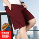夏季純棉薄款工裝短褲男寬松五分褲中年爸爸裝休閑運動(dòng)中褲沙灘褲 酒紅【一件裝】 3XL 【150-170斤左右】