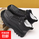 冬季棉鞋新款高幫加絨加厚棉鞋男軟底休閑棉皮鞋男防滑雪地靴 黑色 44