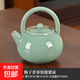 哥窯茶壺茶具冰裂釉可開(kāi)片功夫茶具品茶壺水壺家用辦公室陶瓷單壺 梅子青哥窯提梁壺 180ml