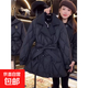 高檔棉服女中長(cháng)款2026新款冬季寬松收腰顯瘦黑色西裝外套棉衣棉襖 黑色 （高端洋氣保暖） L 建議體重105-120斤