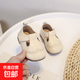 真皮女寶寶公主鞋春款新款嬰幼兒中小童學(xué)步鞋軟底防滑皮鞋豆豆鞋 米色 19 內長(cháng)14cm